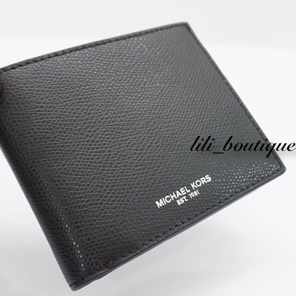 NWT Michael Kors Men's Warren Billfold Bifold Wallet Leather Black $118 No Box - Picture 3 of 7